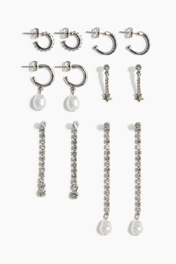 H&M - Women Silver 6 Pairs Earrings