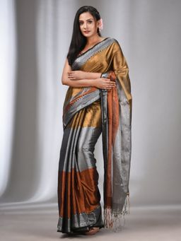 CHARUKRITI - Multicolor Tissue Handwoven Saree with Zari Border with Unstitched Blouse