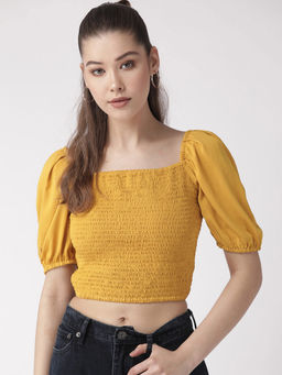 Twenty Dresses by Nykaa Fashion - Mustard Snuggle Me In Crop Top