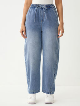 Femmella - Light Blue Drawstring Travel Jeans