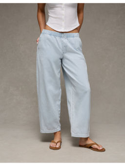 American Eagle - Blue Dreamy Drape Stretch Low-Rise Wide Baggy Jeans