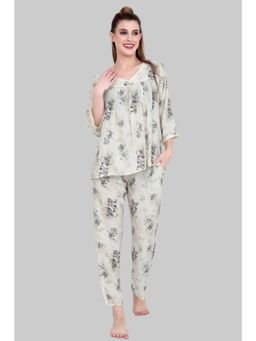 Velure - Elegant Rose Print Frock-Style Night Suit (Set of 2)