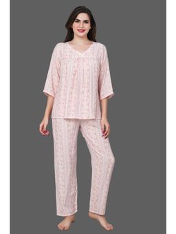 Velure - Cream Abstract Print Frock-Style Night Suit (Set of 2)