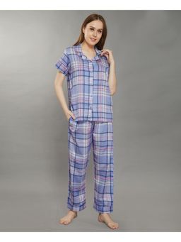 Velure - Purple Classic Stripes Cotton Night Suit (Set of 2)