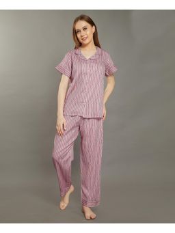 Velure - Trendy Stripes Cotton Night Suit (Set of 2)