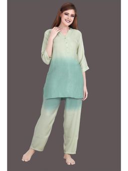 Velure - Tunic Green Dual Shade Kurti Style Night Suit (Set of 2)