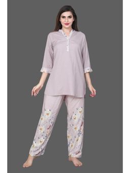 Velure - Sleek Floral Print Kurti Style Night Suit (Set of 2)