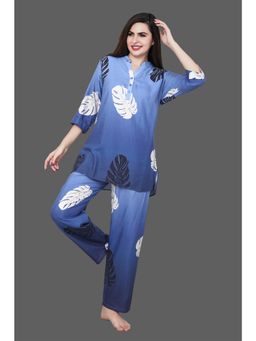 Velure - Bold Leaf Print Kurti Style Night Suit (Set of 2)