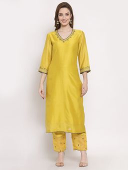 DART STUDIO - Solid Yellow Ceri Straight Kurta
