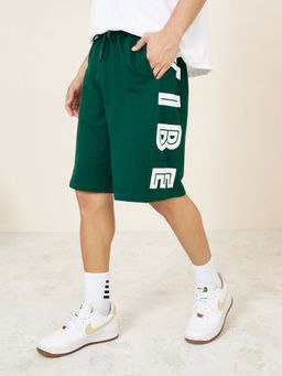 Styli - Oversized Terry Shorts with Bold Text Print Detail