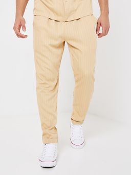 Styli - Striped Straight Fit Pants with Turn Up Hem