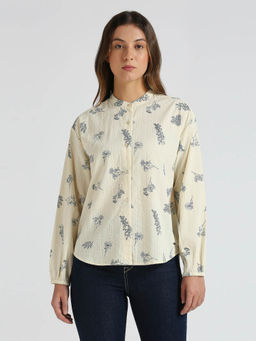 Pepe Jeans - White Floral Print Full Sleeve Shirt