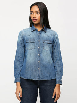 Pepe Jeans - Blue Full Sleeve Denim Shirt