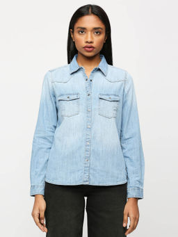 Pepe Jeans - Blue Full Sleeve Denim Shirt