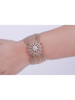 KIORAH - Women Geometric Rose Gold Plated Mesh Bracelet