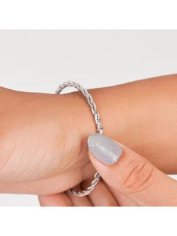 KIORAH - Women 925 Sterling Silver Rhodium Plated Fancy Double Chain Bracelet