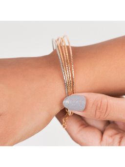 KIORAH - Women Multistring 925 Sterling Silver Minimal Weave Triple Tone Plating Bracelet