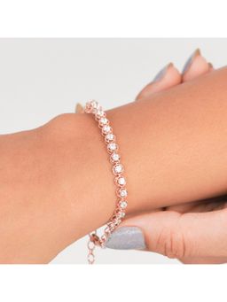 KIORAH - Women 925 Silver Tennis Sparkling Round Stones Rose Gold Plated Bracelet