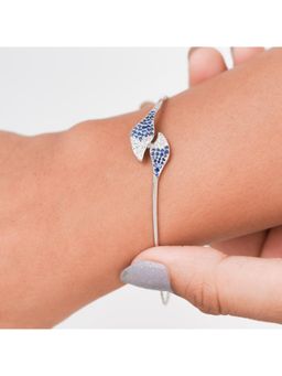 KIORAH - Women 925 Silver Leaf Blue Stone Bracelet