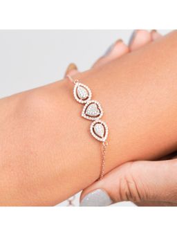 KIORAH - Women 925 Sterling Silver Heart White Diamond Bracelet