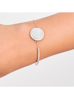 KIORAH - Women 925 Sterling Silver Rose Gold Plated and White Stone Link Bracelet