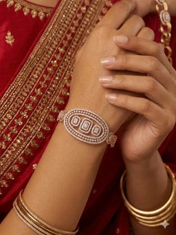 KIORAH - Women 925 Sterling Silver Rose Gold Plated Diamond Bracelet