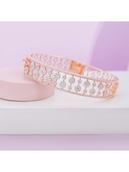 KIORAH - Women 925 Sterling Silver Rose Gold Plated Diamond Bracelet
