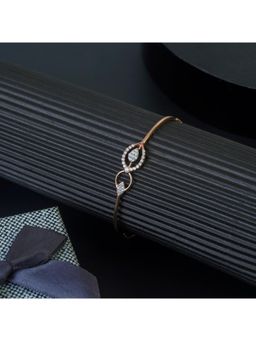 KIORAH - Women 925 Sterling Silver Rose Gold Plated Diamond Bracelet