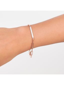 KIORAH - Women 925 Sterling Silver Rose Gold Plated Paper Clip Bracelet