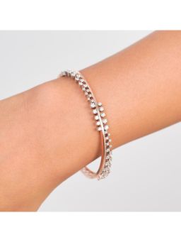 KIORAH - Women 925 Sterling Silver Classic Rose Gold Plated Diamond Bracelet