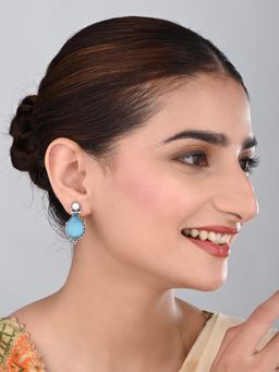 Anvik - Women Blue Stone and Pearl Teardrop Earrings