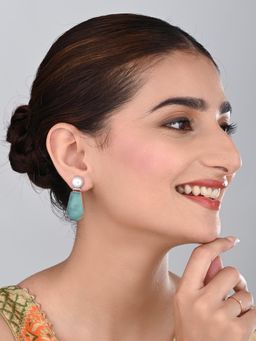 Anvik - Women Silver-Plated Light Blue Drop Earrings