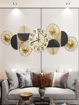 The Art House - CL1 84.074 x 22.098 cm Gold and Grey Round Metal Wall Clock