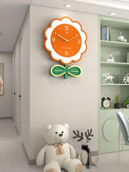 The Art House - CL112 66 x 40cm Orange and White Flower Metal Wall Clock