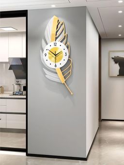 The Art House - CL128 70 x 30cm Gold and White Round Metal Wall Clock