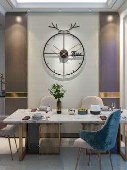 The Art House - CL146 56 x 45cm Black Round Metal Wall Clock