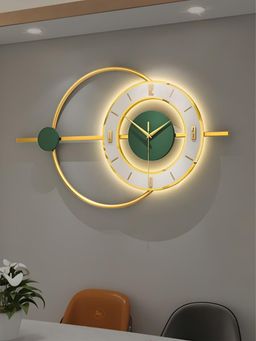 The Art House - CL177 65 x 38cm Green and White Round Metal Wall Clock