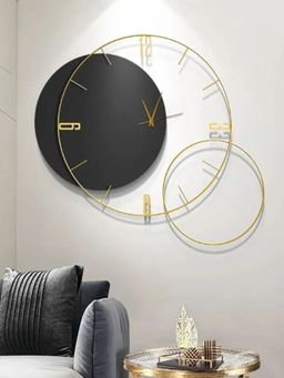 The Art House - CL23 69.596 x 59.436 cm Black and Gold Round Metal Wall Clock