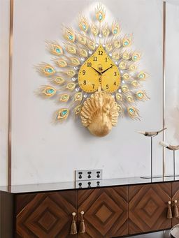 The Art House - CL342 75 x 72cm Yellow and Gold Heart Metal Wall Clock