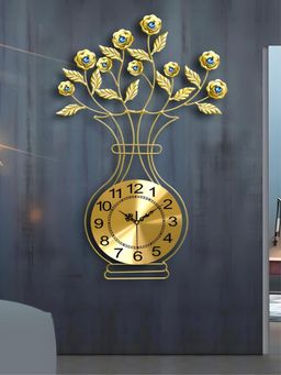 The Art House - CL351 70 x 50cm Gold and Blue Round Metal Wall Clock