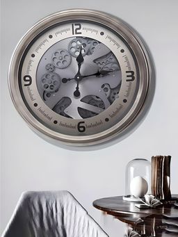 The Art House - CL370 53 x 53cm Silver Round Metal Wall Clock