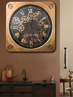 The Art House - CL378 49.5 x 49.5cm Black and Rosegold Square Metal Roman Numerals Wall Clock