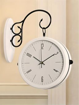 The Art House - CL394 45 x 37cm White and Black Round Metal Wall Clock