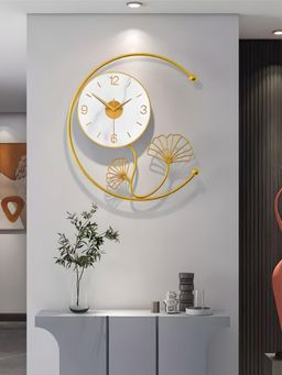 The Art House - CL396 48 x 44cm White and Gold Round Metal Wall Clock