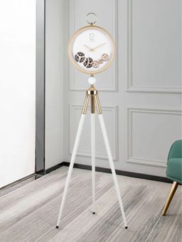 The Art House - CL43 151.892 x 45.974 cm White and Gold Round Metal Wall Clock