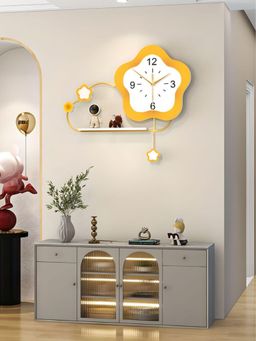 The Art House - CL89 54 x 50cm Orange and White Other Metal Wall Clock