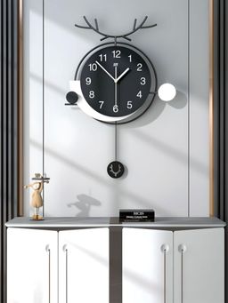 The Art House - CL94 56 x 38cm Black Round Metal Wall Clock