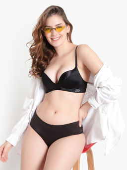 BRACHY - Black Sexy Tempting Padded Pushup Lingerie Bridal Bra with Panty (Set of 2)