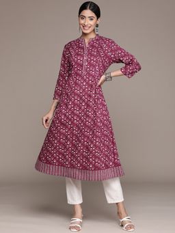 Anubhutee - Women Magenta Floral Printed A-Line Kurta