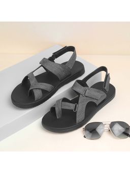 Walkway - Men Grey One Toe Casual Ankle-Strap Sandals